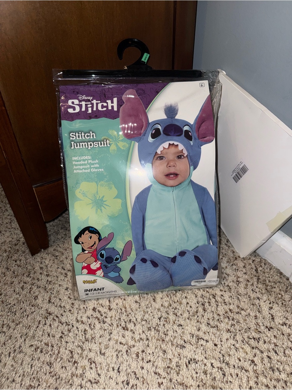 Disney Infant Stitch Plush Jumpsuit - Light Blue & Purple